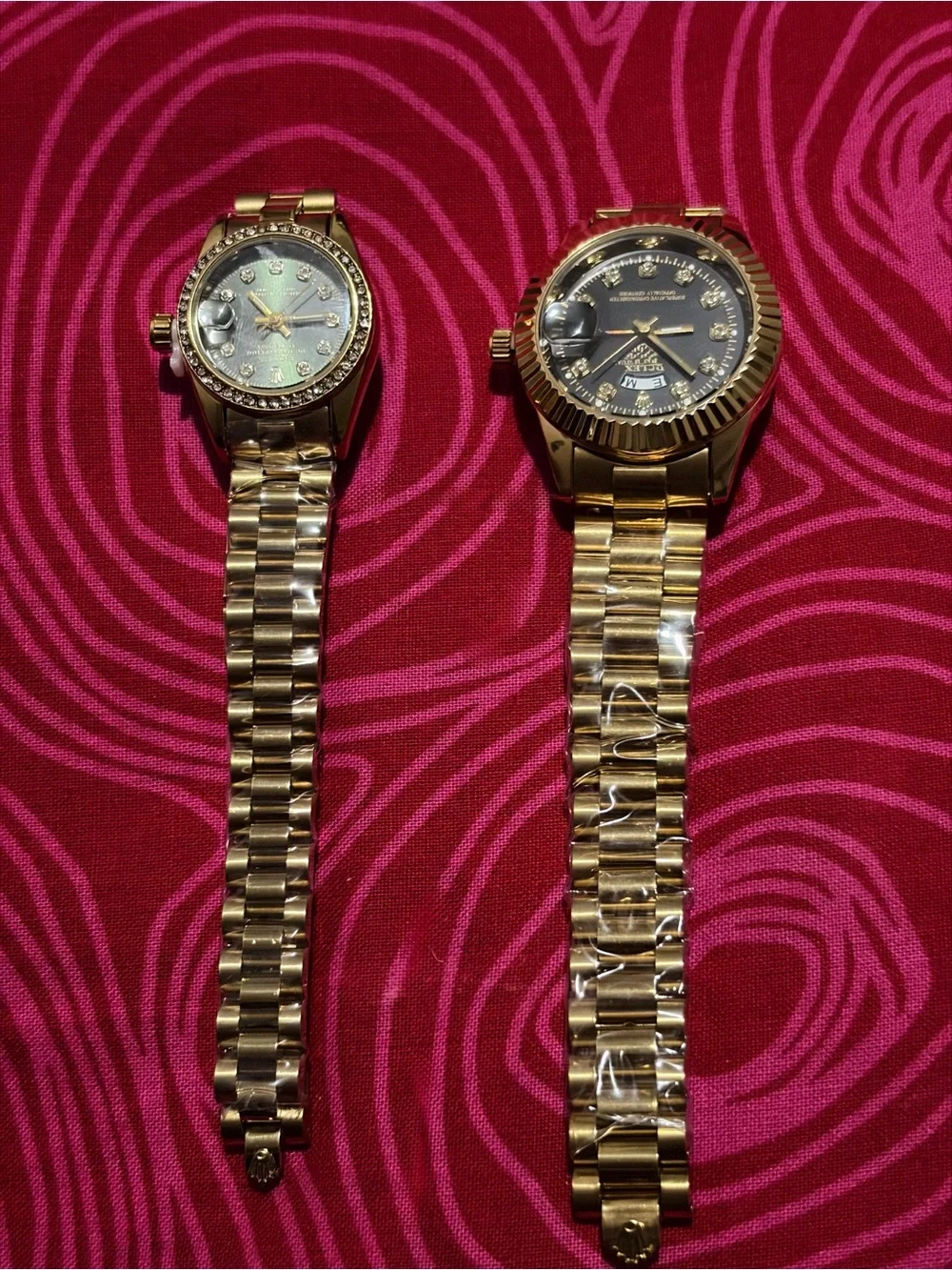 Gold Stainless Steel Ladies Watch with Black Dial